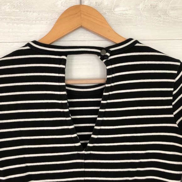 Madewell Black Stripe Key Hole Back Mini Dress 596 - Picture 7 of 8